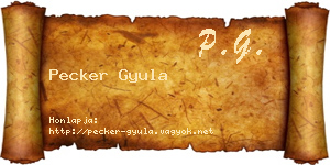 Pecker Gyula névjegykártya